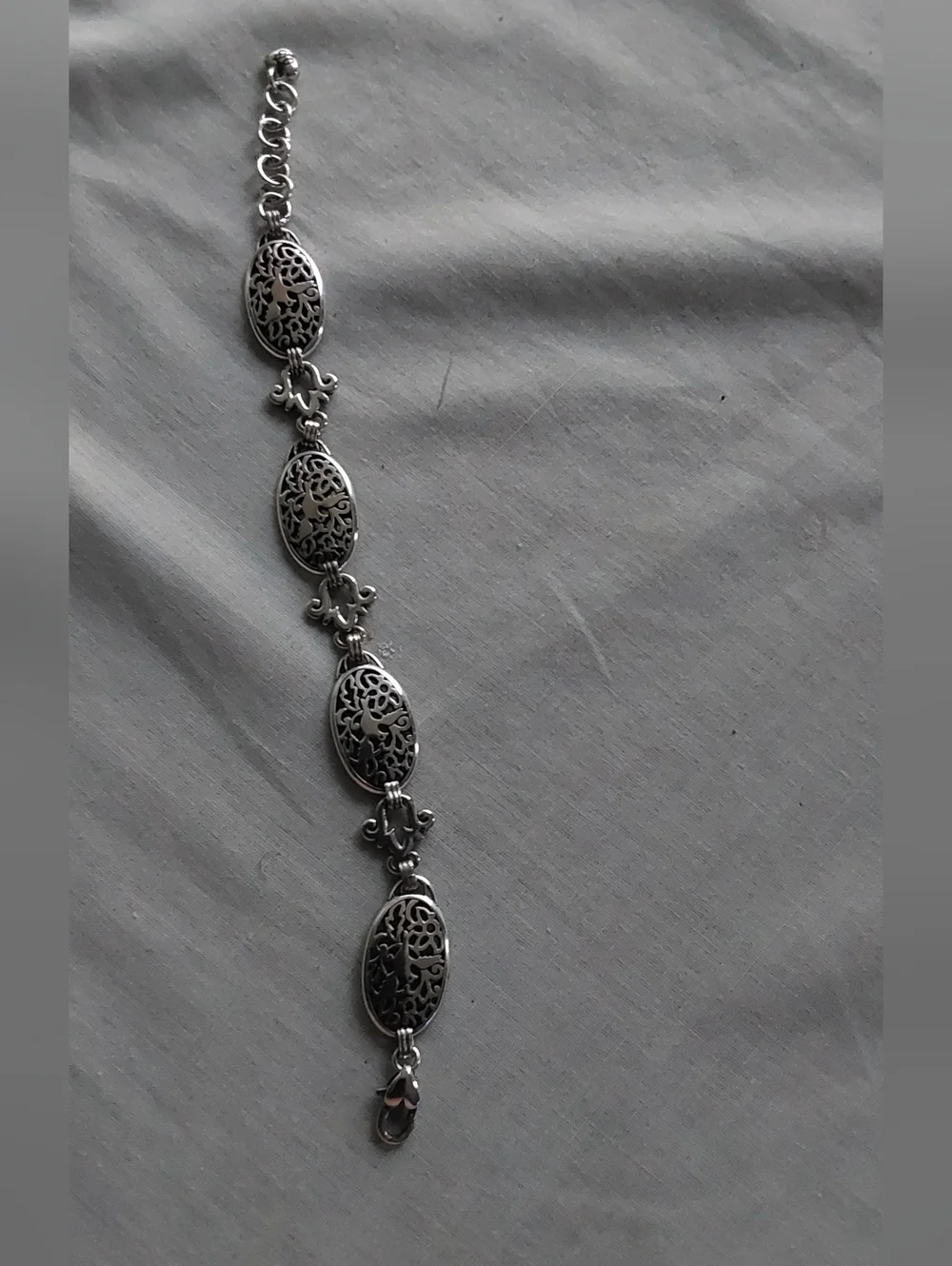 Brighton Silver Filigree‎ Oval Link Bracelet 8.5